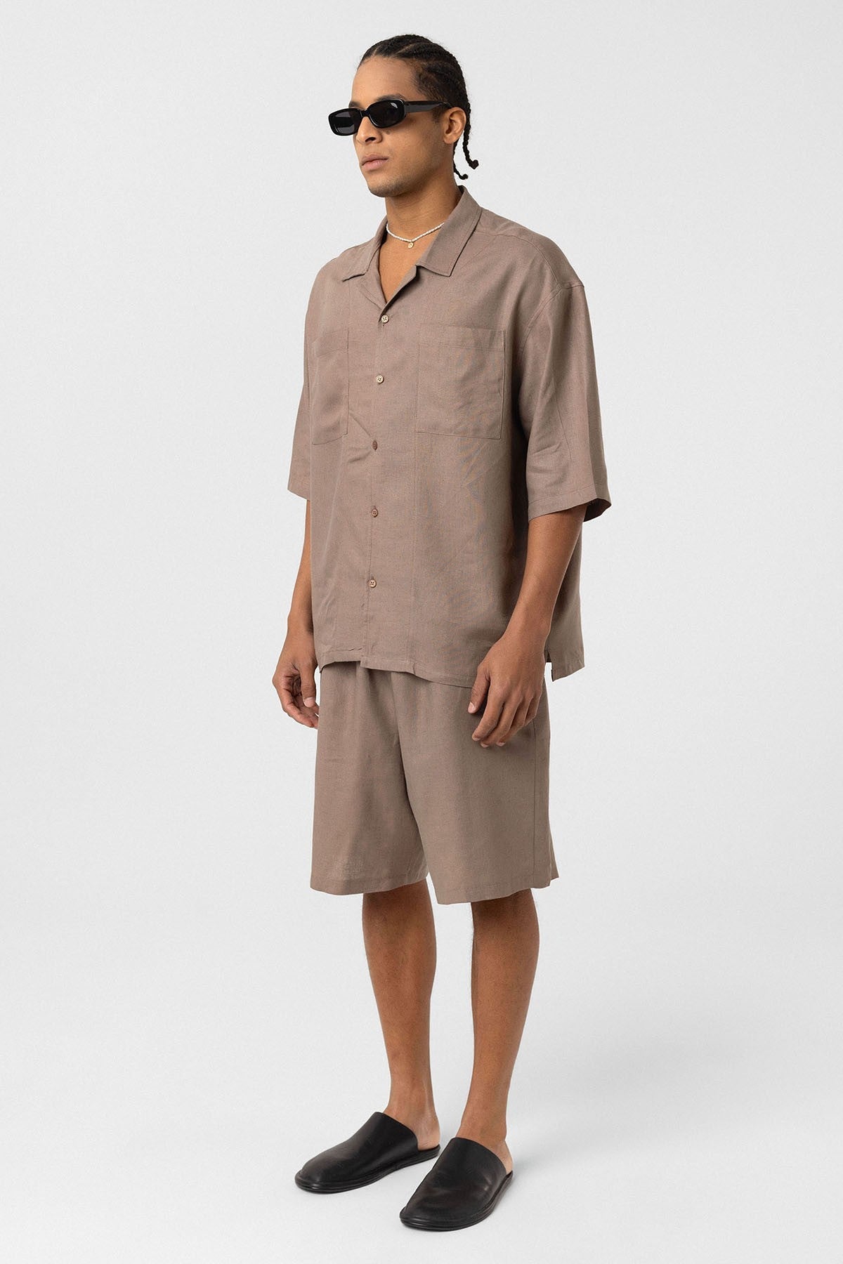 Oversized Linen Shirt with Two Pockets