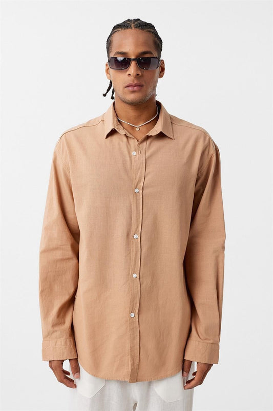 Basic Oversized Cotton-Linen Shirt