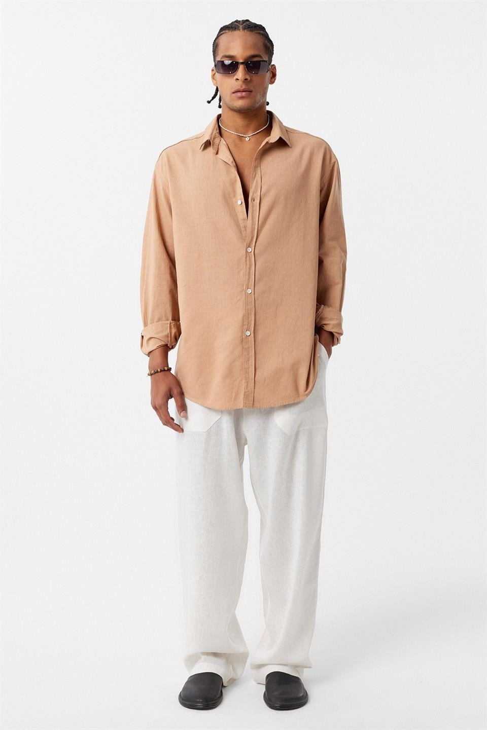 Basic Oversized Cotton-Linen Shirt