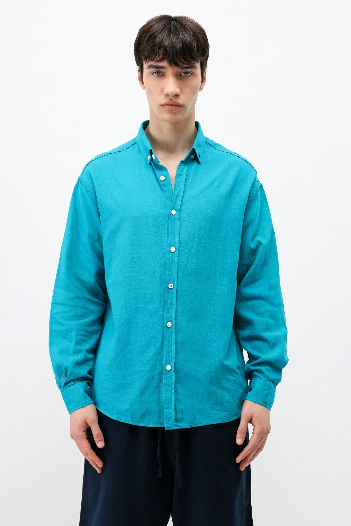 Basic Oversized Cotton-Linen Shirt