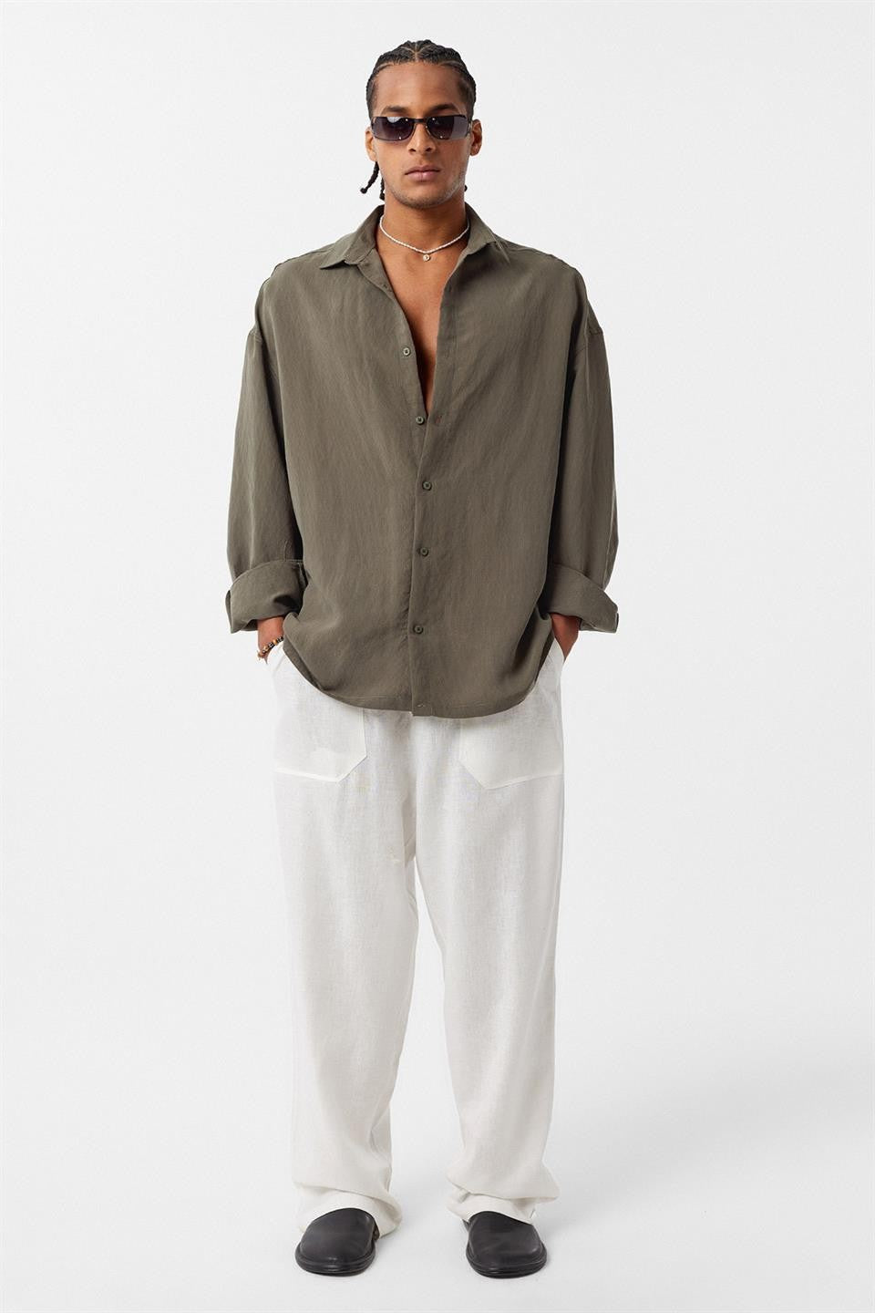 Basic Oversized Long-Sleeve Shirt