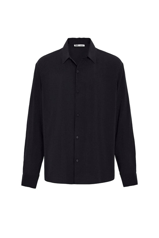 Basic Oversized Long-Sleeve Modal-Blend Shirt