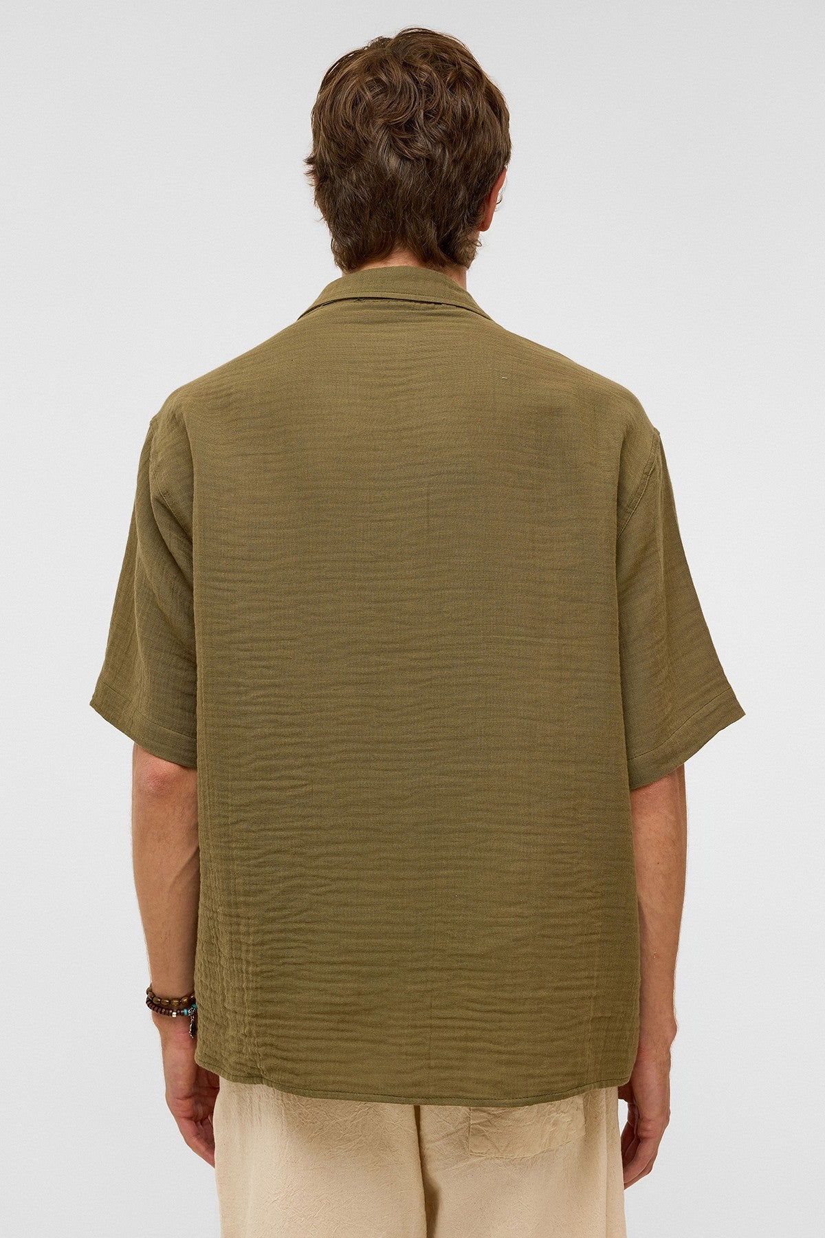 Oversized Short-Sleeved Muslin Shirt