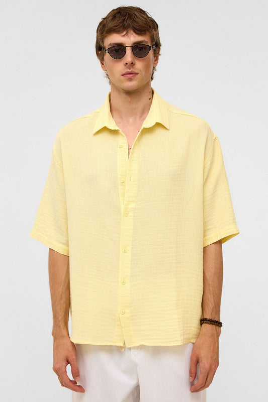 Oversized Short-Sleeved Muslin Shirt