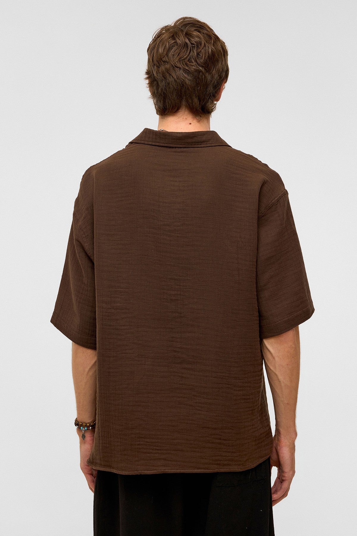 Oversized Short-Sleeved Muslin Shirt