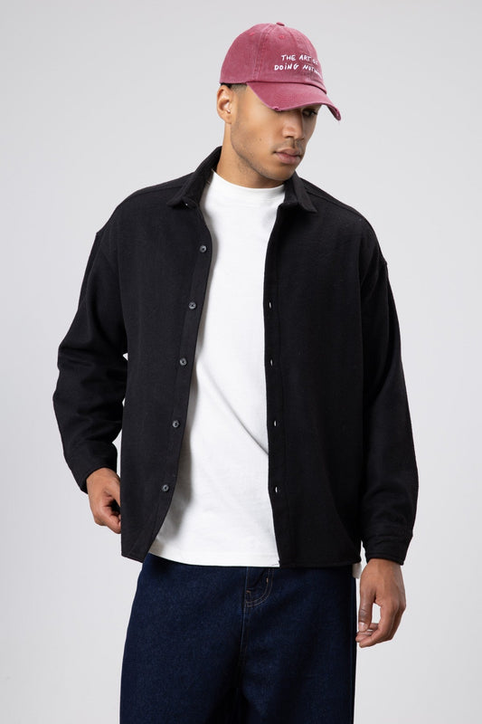 Textured Oversized Shirt Jacket