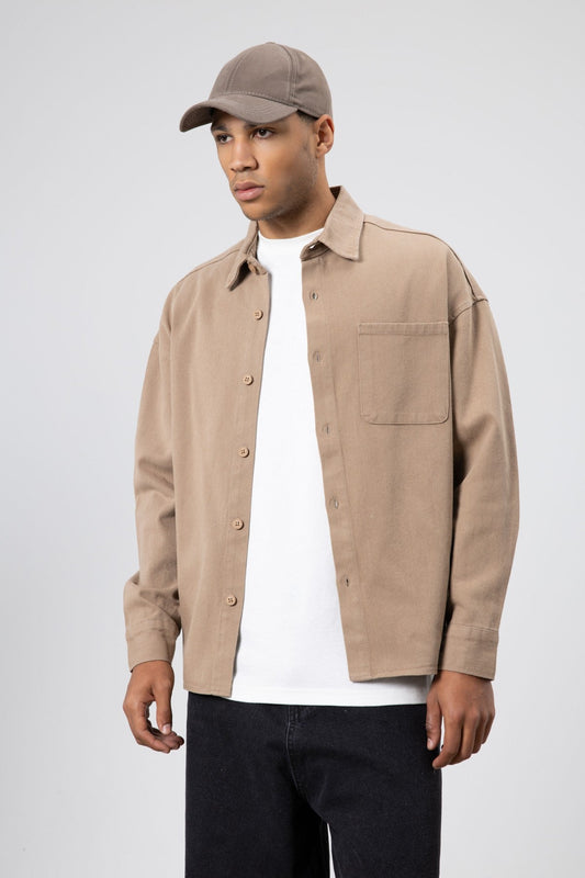 Oversized Gabardine Shirt Jacket