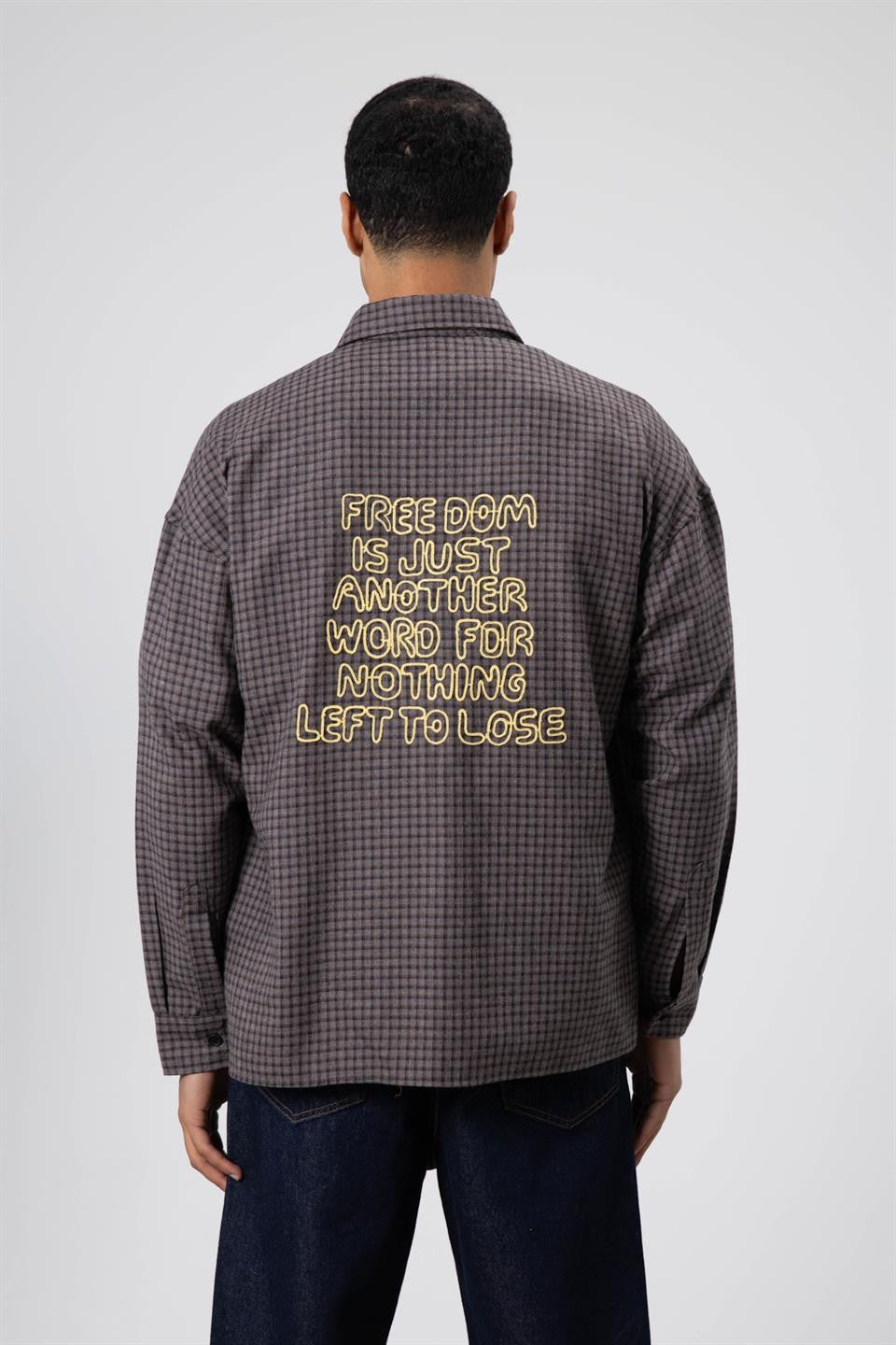 Oversized Printed Checkered Casual Shirt