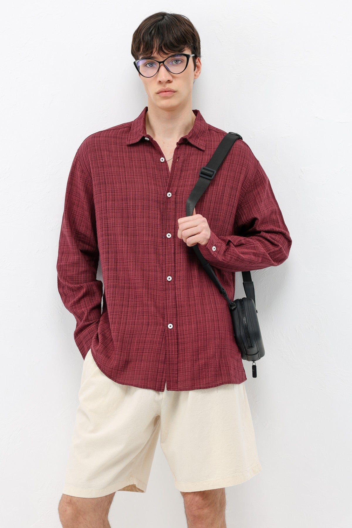 Textured Linen-Look Oversized Shirt