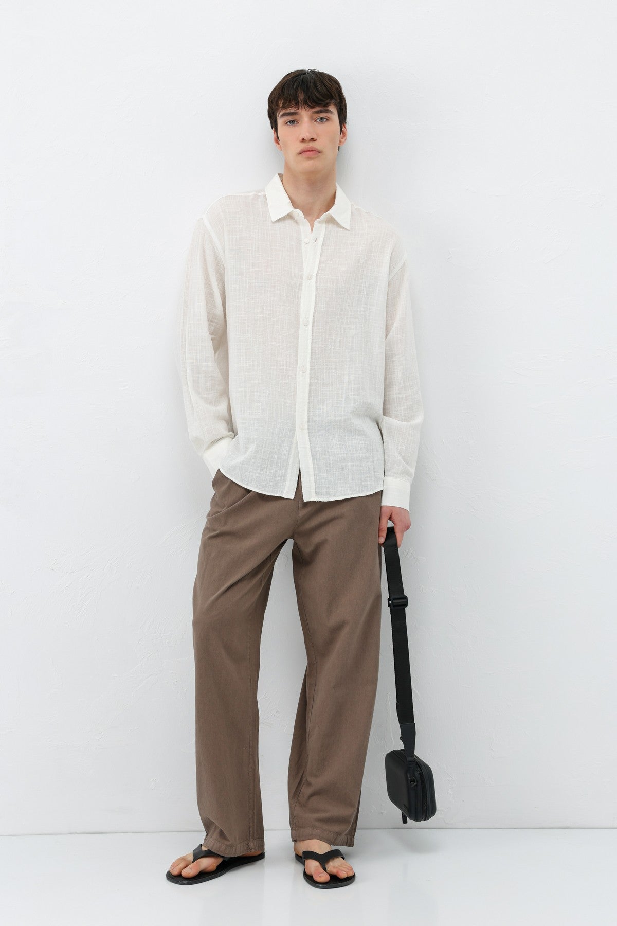 Textured Linen-Look Oversized Shirt