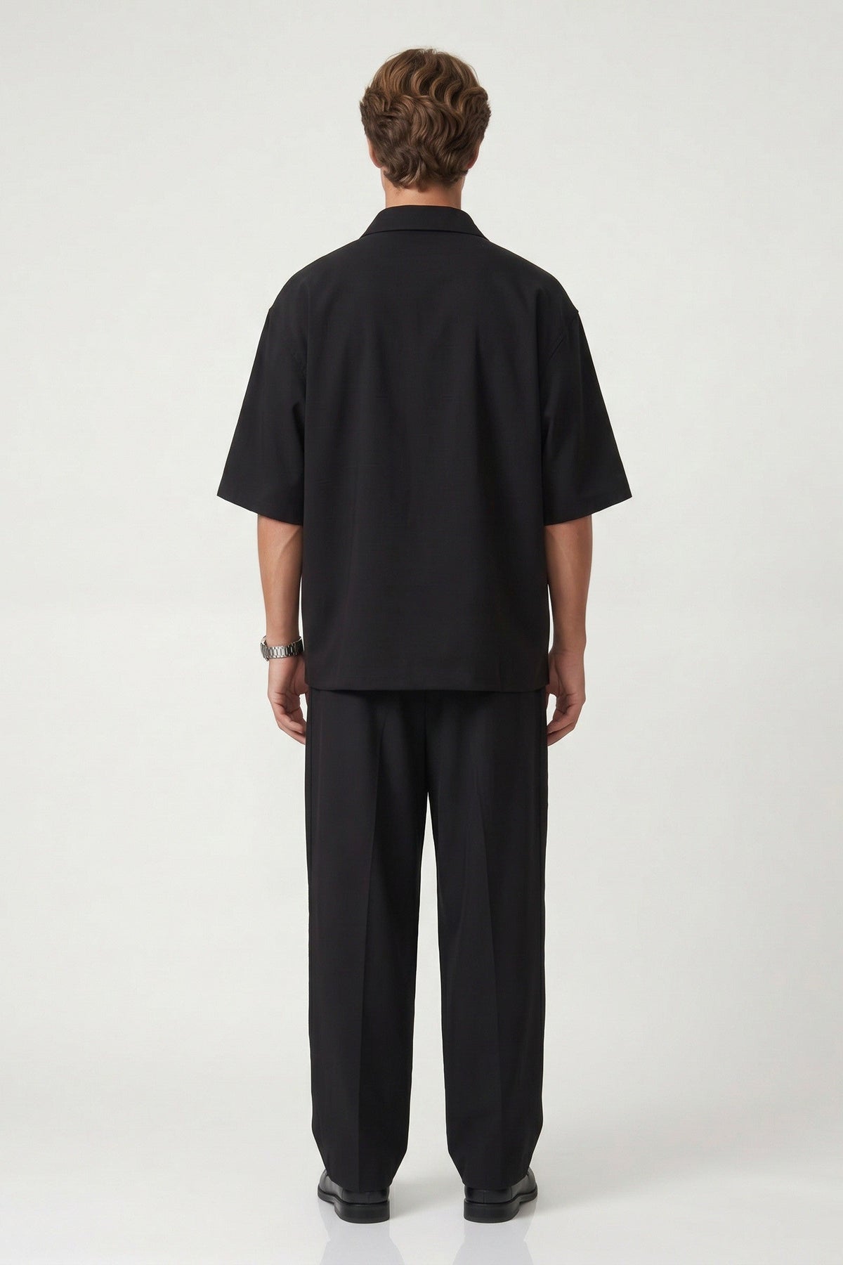 Oversized Stretch-Fabric Shirt with Pockets