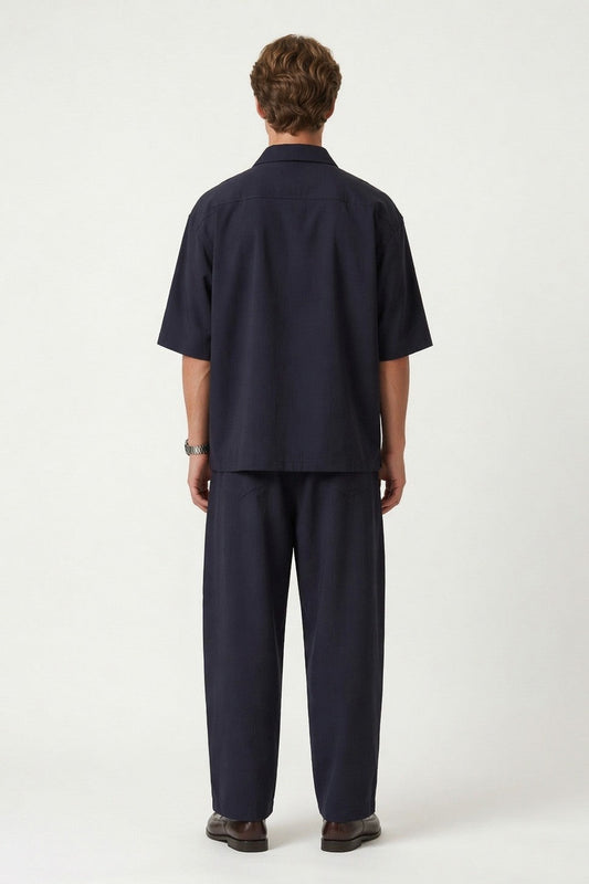 Oversized Stretch-Fabric Shirt with Pockets