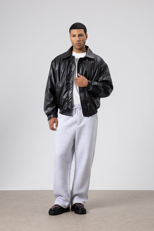 Basic Faux Leather Oversized Jacket