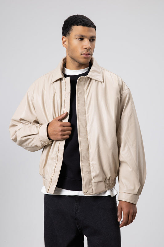Basic Faux Leather Oversized Jacket