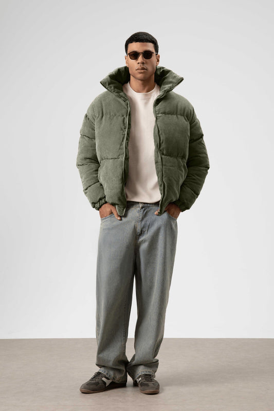 Oversized Velvet Puffer Jacket