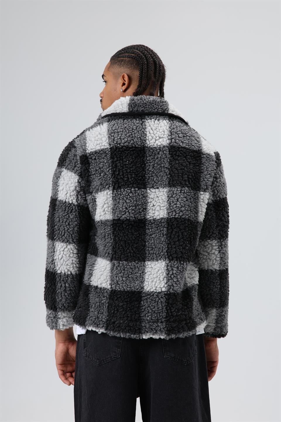 Oversized Plush Checkered Jacket