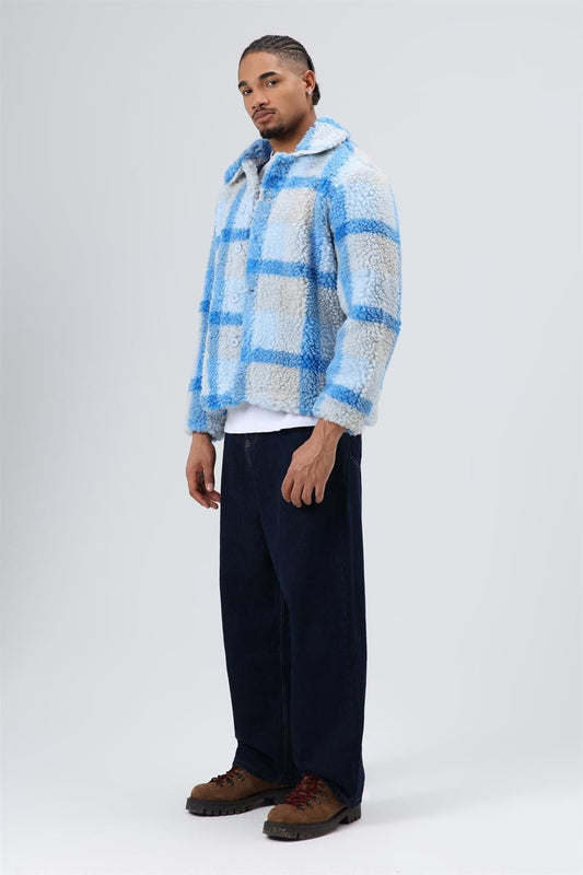Oversized Plush Checkered Jacket