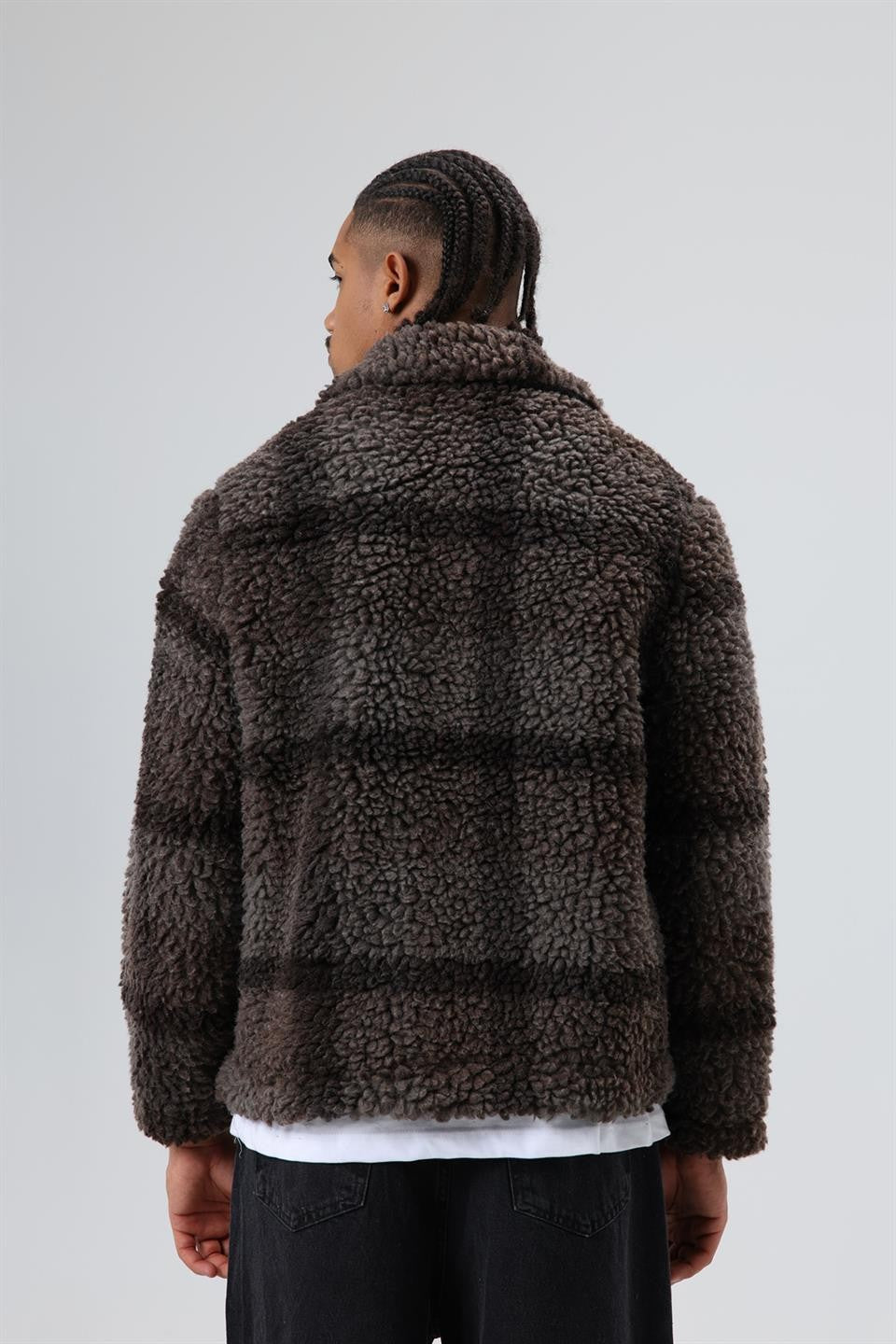 Oversized Plush Checkered Jacket