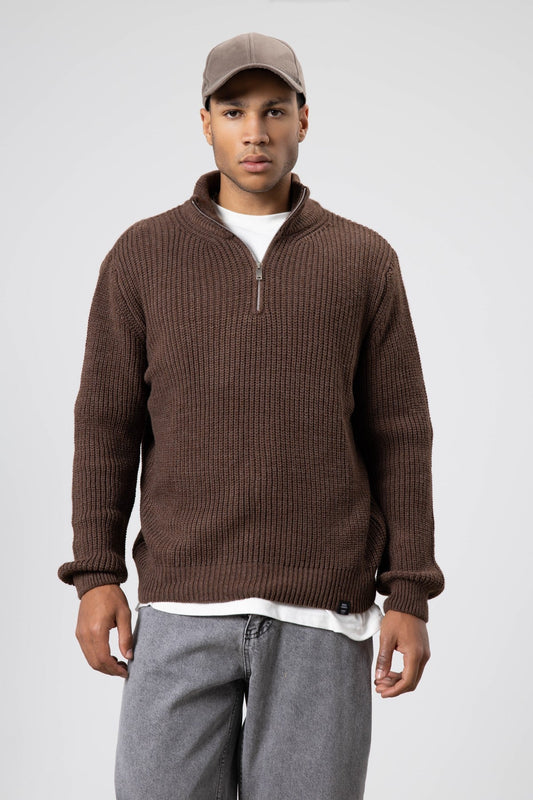 Zip-Up Knit Sweater