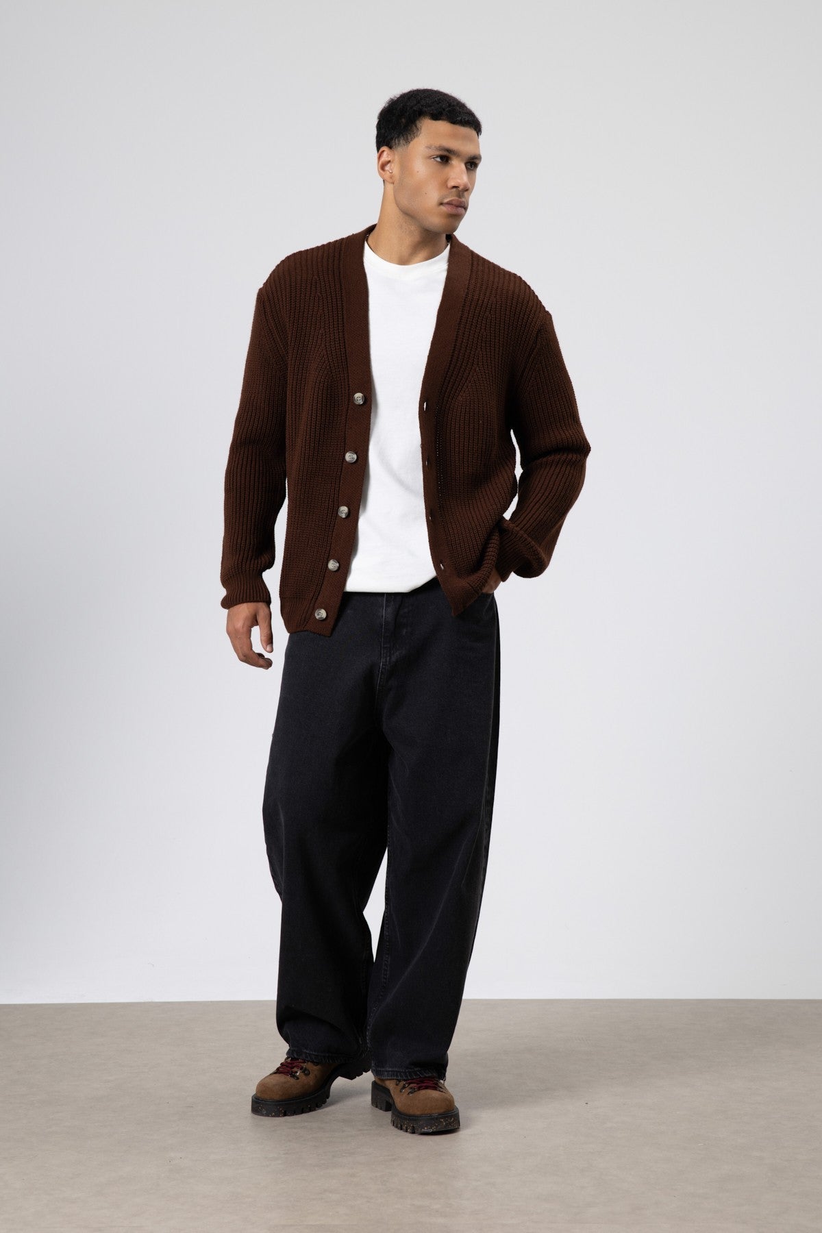 V-Neck Button-Front Knitted Cardigan
