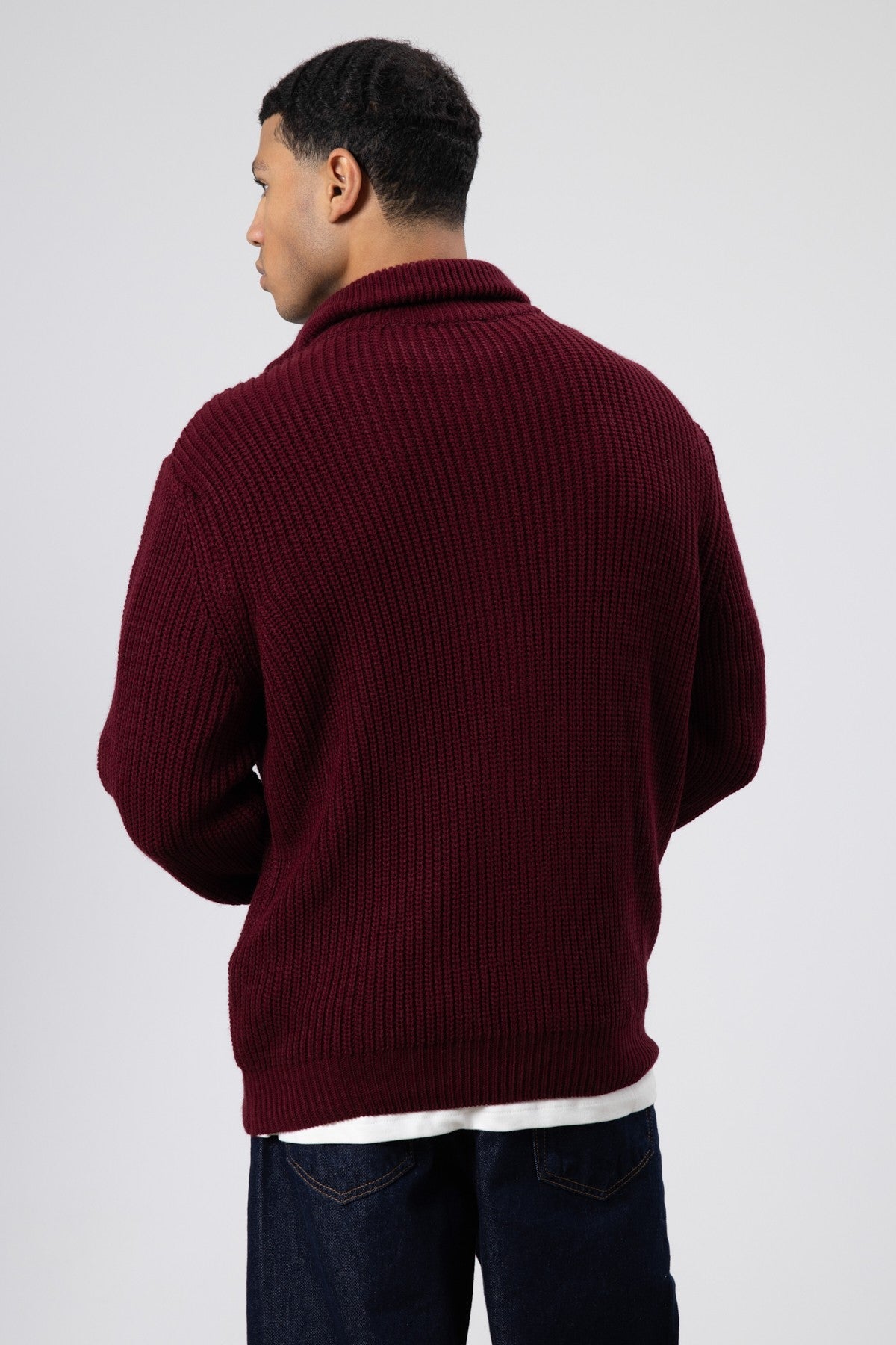 Oversized Zipper-Front Knit Cardigan