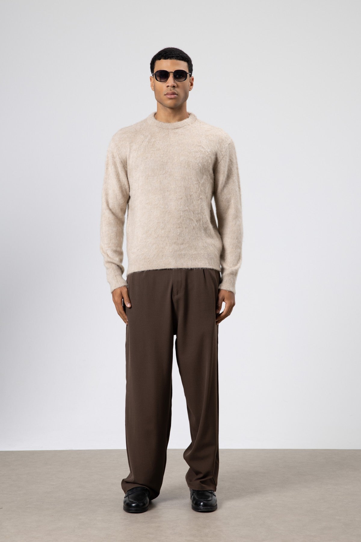 Oversized, Soft-Textured Crew-Neck Sweater