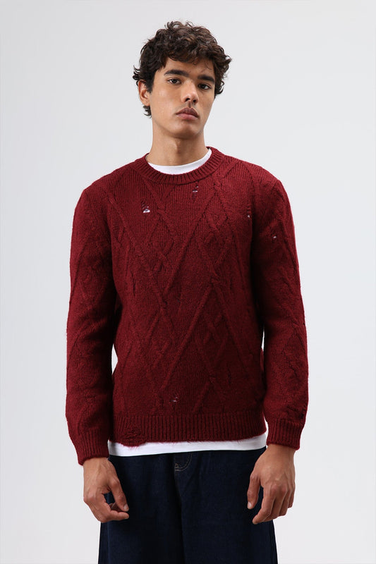 Oversized Patterned Knit Sweater