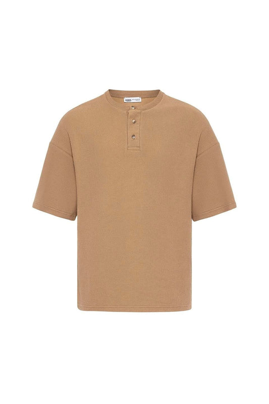 Oversized T-Shirt with Button-Down Collar