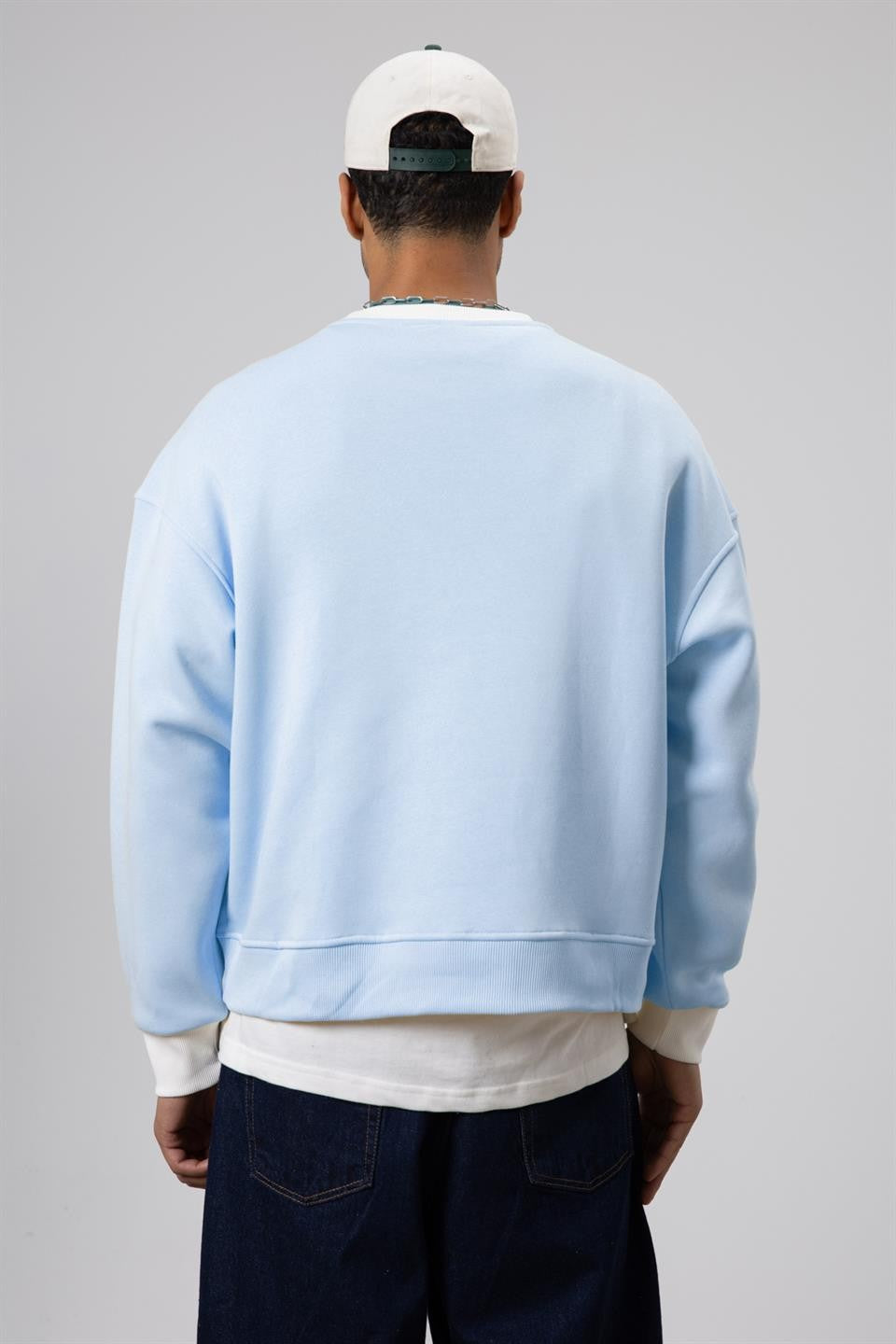 Oversized Sweatshirt with Crew Neck and Pocket Details