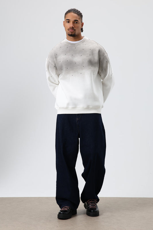 Oversized Sweatshirt with Stone-Washed Details
