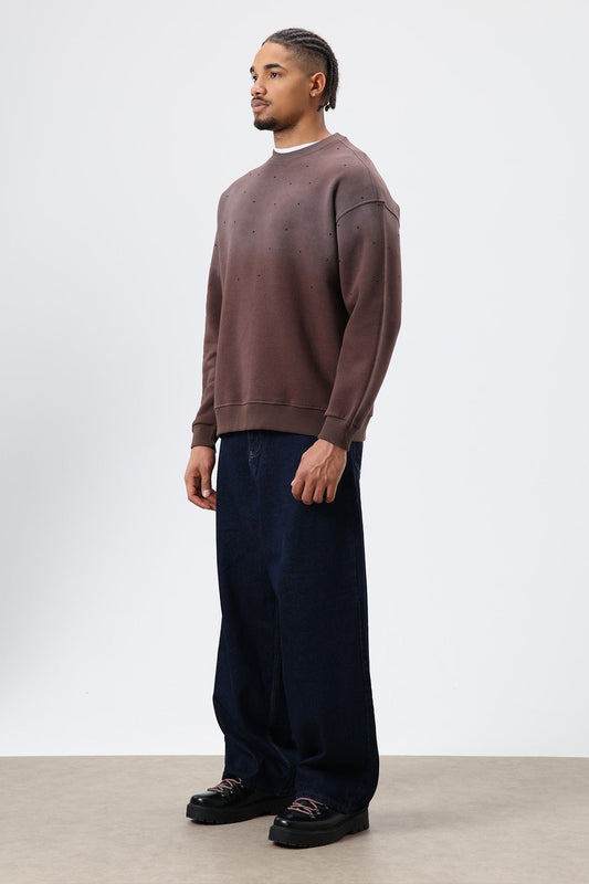 Oversized Sweatshirt with Stone-Washed Details