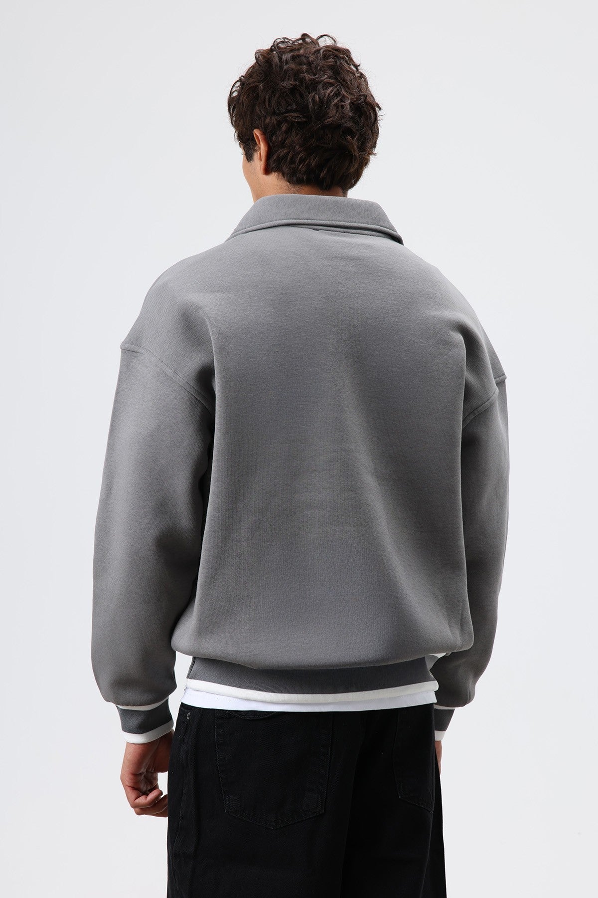 Oversized Polo-Neck Sweatshirt