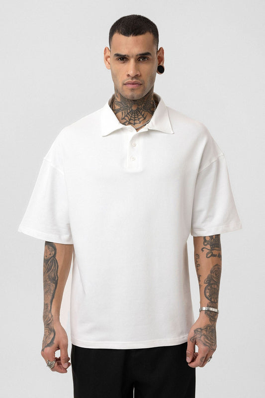 Basic Oversized Polo-Neck T-Shirt