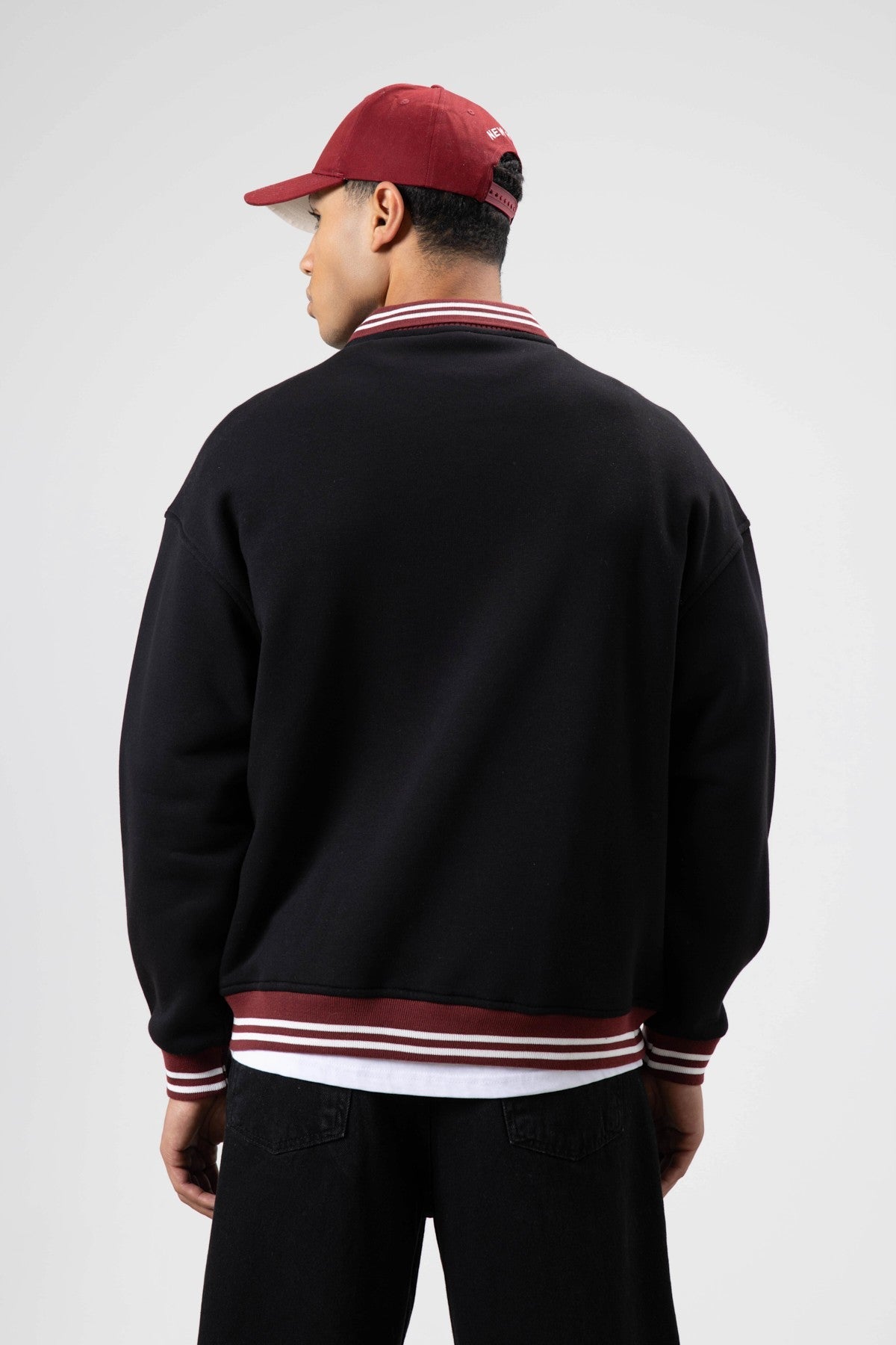 Oversized Collar Sweatshirt with Embroidery Details