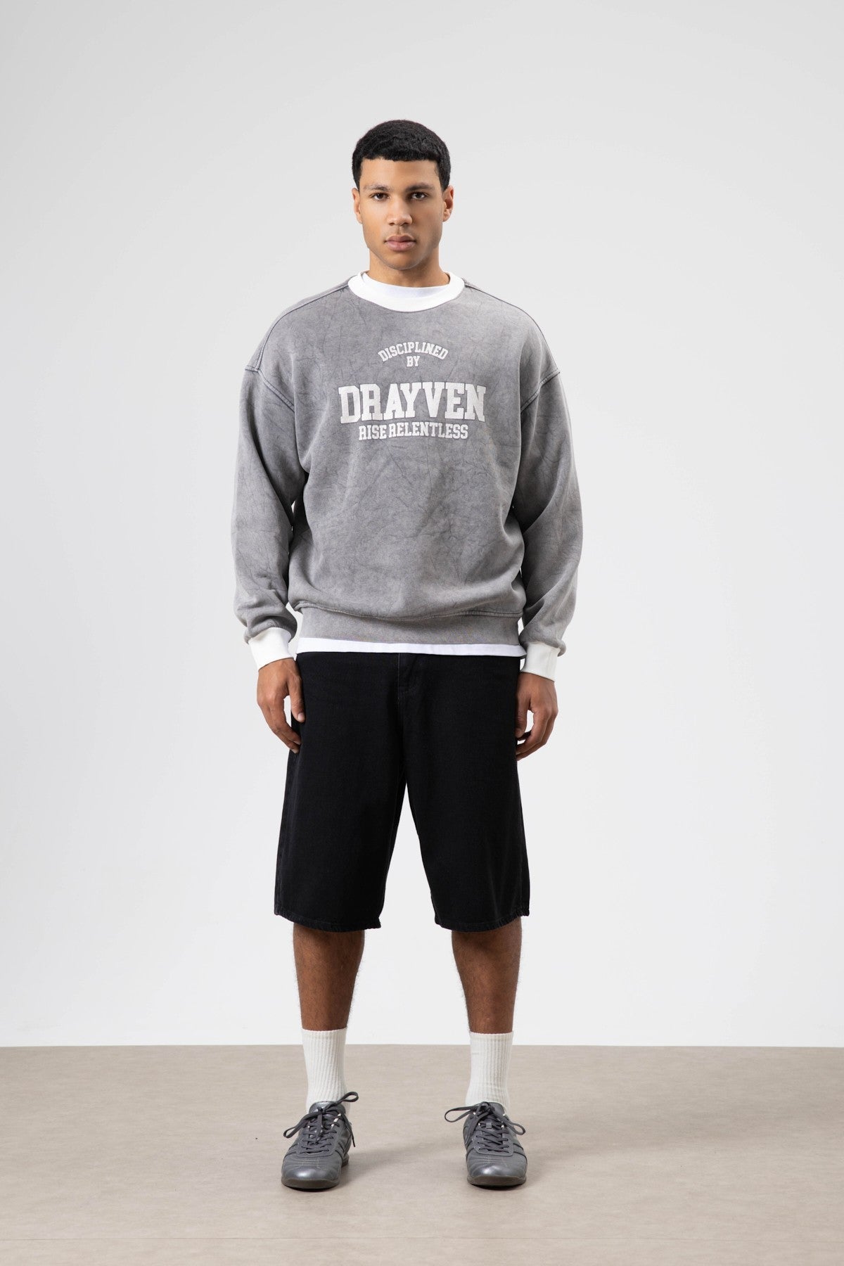 Oversized Bike Neck Print Sweatshirt