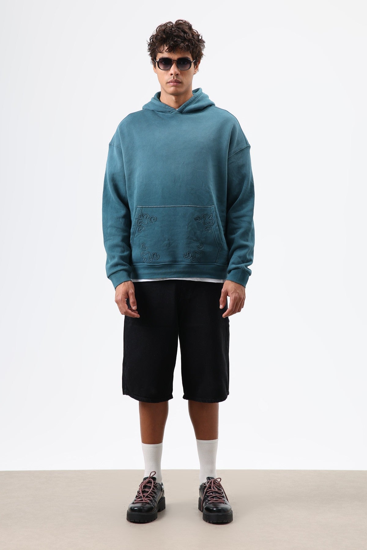 Oversized Hoodie with Embroidered Details