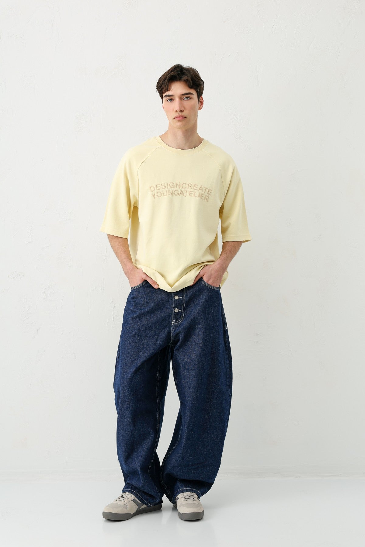 Oversized Raglan-Sleeve T-Shirt with Printed Text