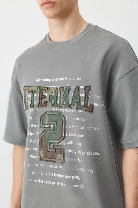 Oversized Print and Double-Printed T-Shirt