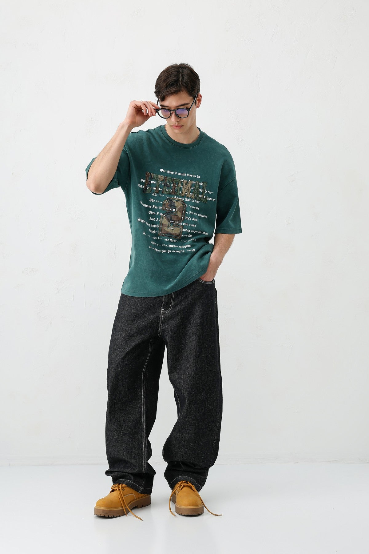 Oversized Print and Double-Printed T-Shirt