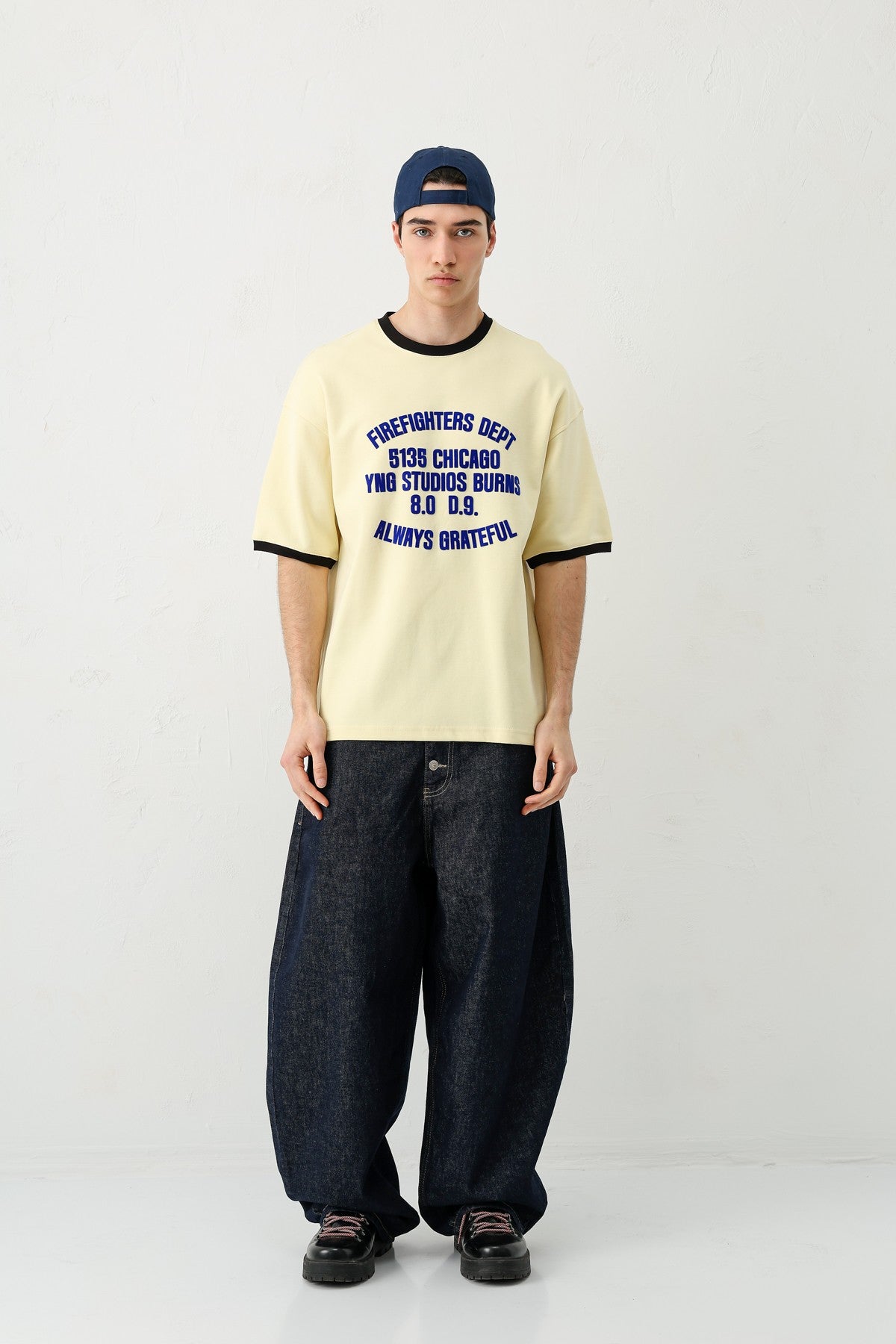 Oversized T-Shirt with a Bike Neckline and Print