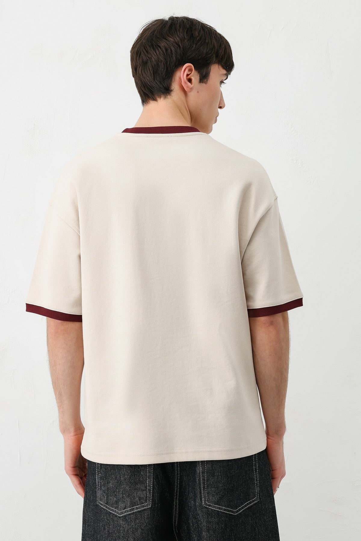 Oversized T-Shirt with a Bike Neckline and Print