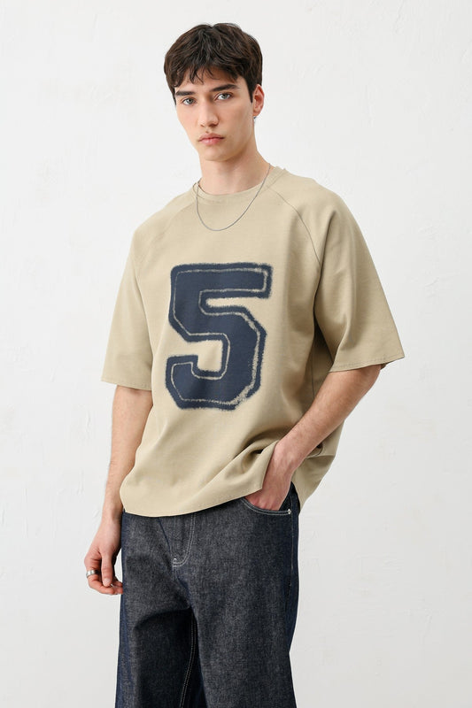 Oversized Crew Neck T-Shirt with 5 Prints