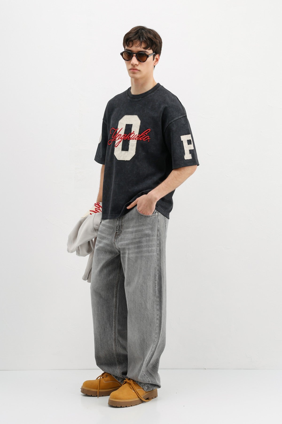 Oversized T-Shirt with Sleeve and Chest Prints