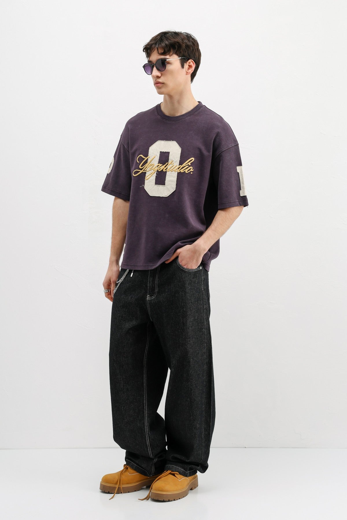 Oversized T-Shirt with Sleeve and Chest Prints