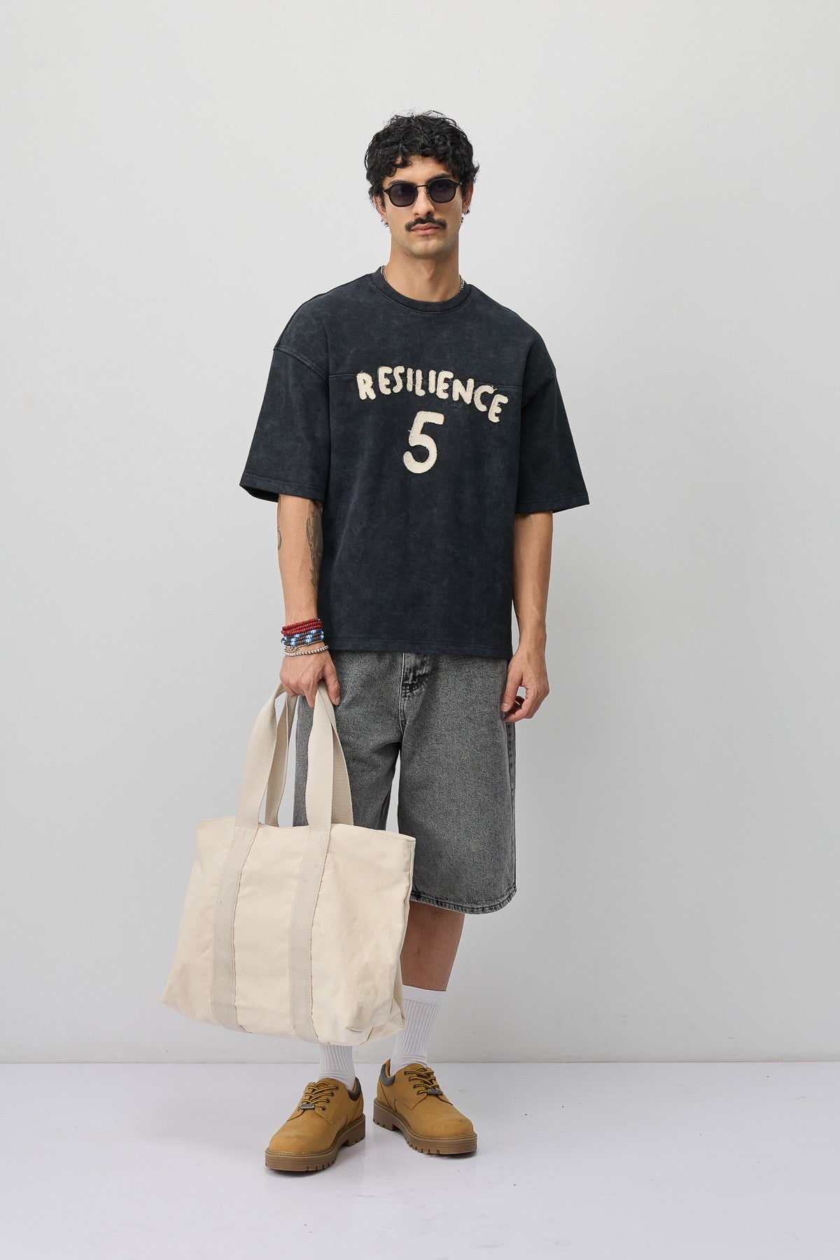 T-Shirt with Oversized Lettering and Number Print