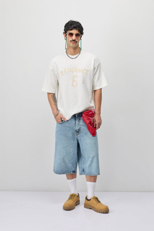 T-Shirt with Oversized Lettering and Number Print