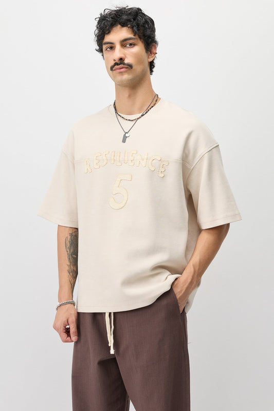 T-Shirt with Oversized Lettering and Number Print