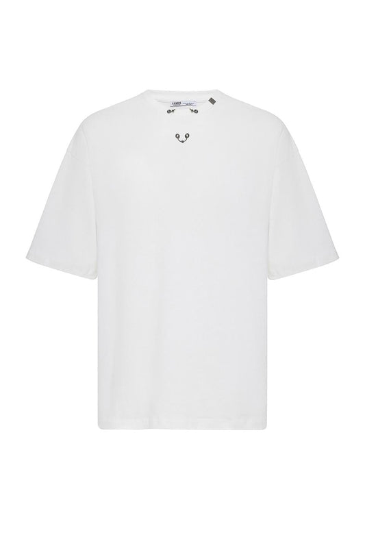 Oversized T-Shirt with Metal Ring Detail