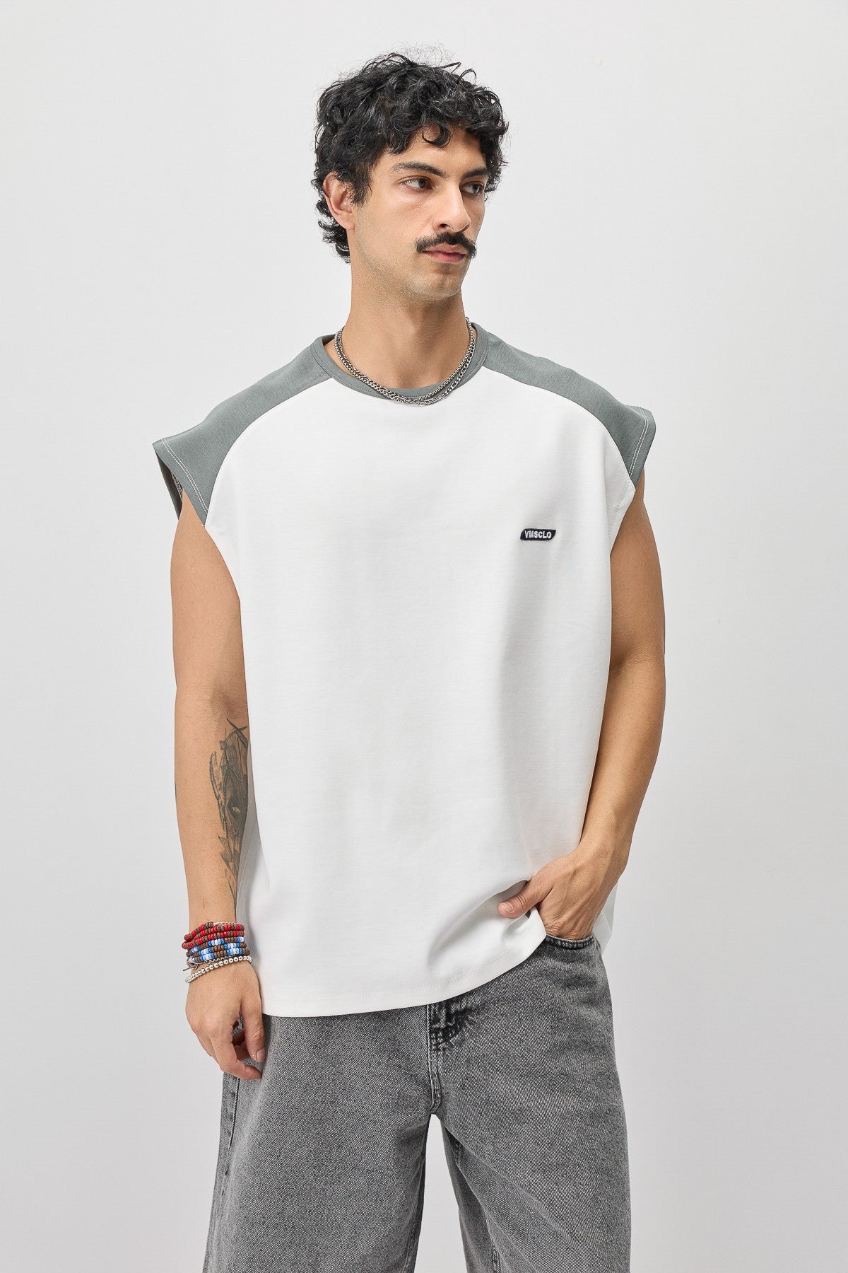Oversized Sleeveless T-Shirt with Back Print