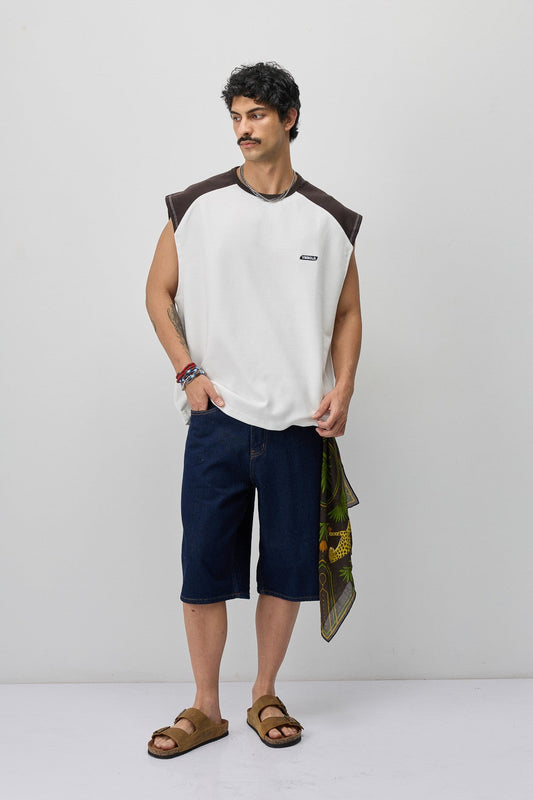 Oversized Sleeveless T-Shirt with Back Print